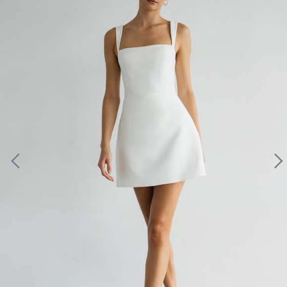Jenny Yoo White Sheath Mini Dress Square Neck Sleeveless - Camila Dress - Picture 1 of 3